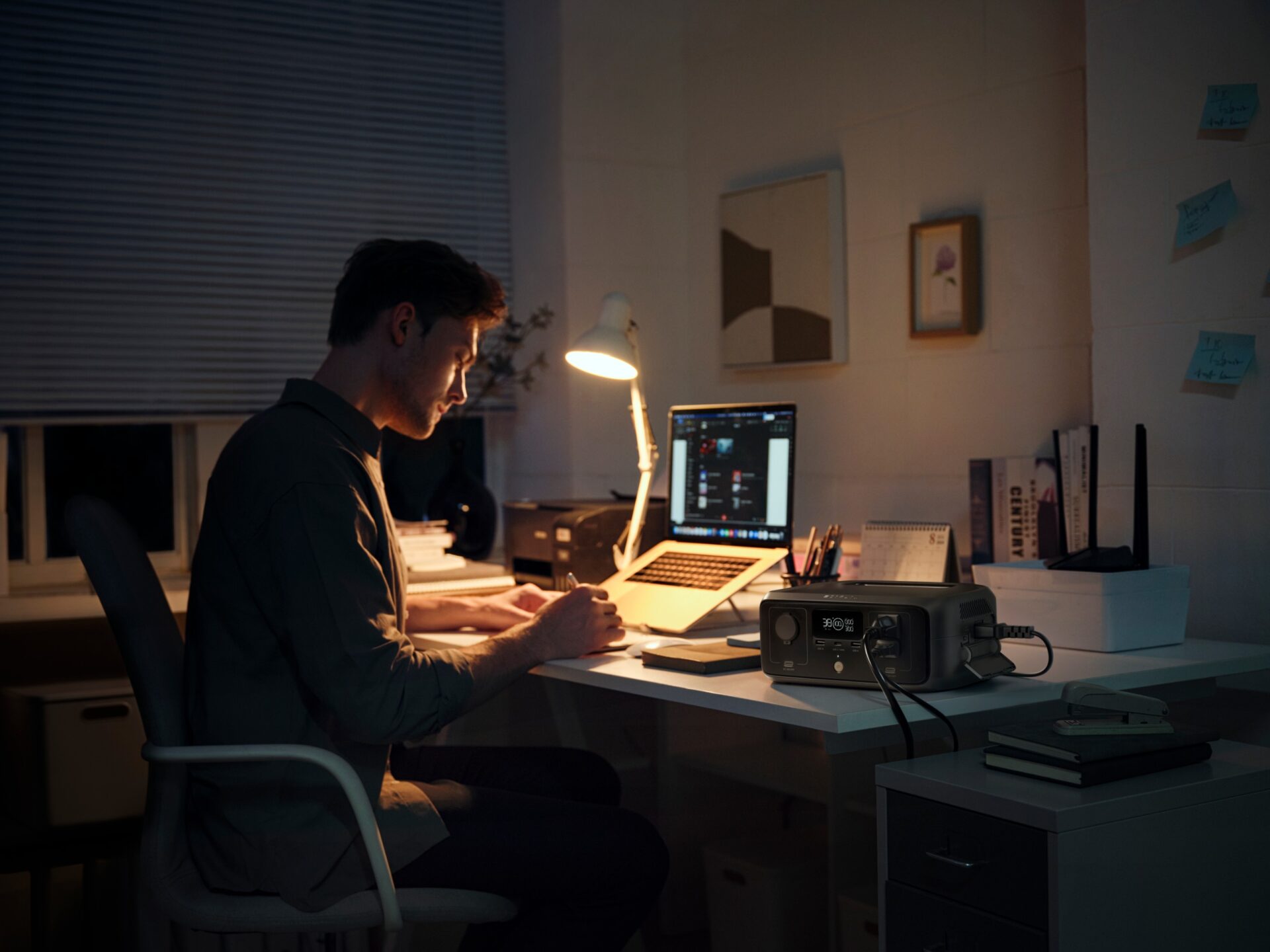 EcoFlow RIVER 3 em ambiente residencial, ilustrando mobilidade e praticidade de uso