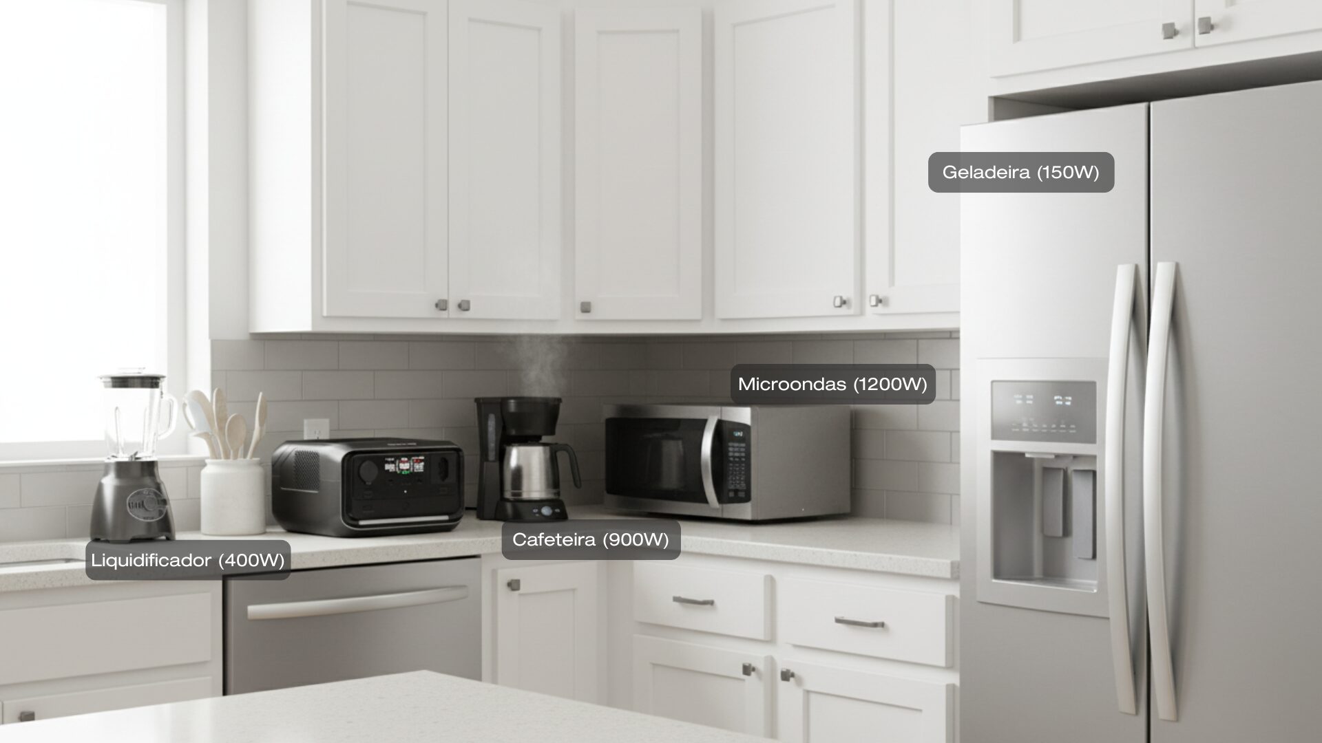 EcoFlow RIVER 3 Plus em uso na cozinha