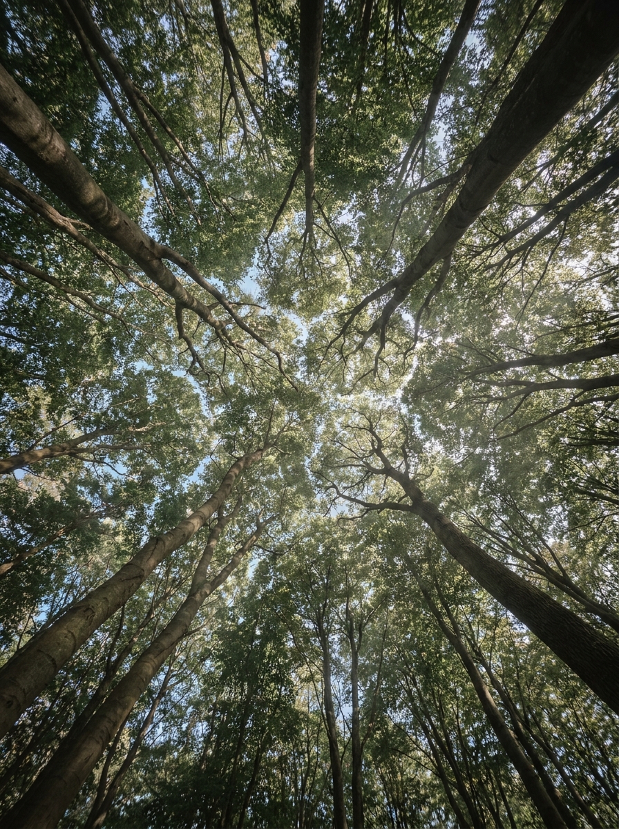 Árvores altas em floresta preservada