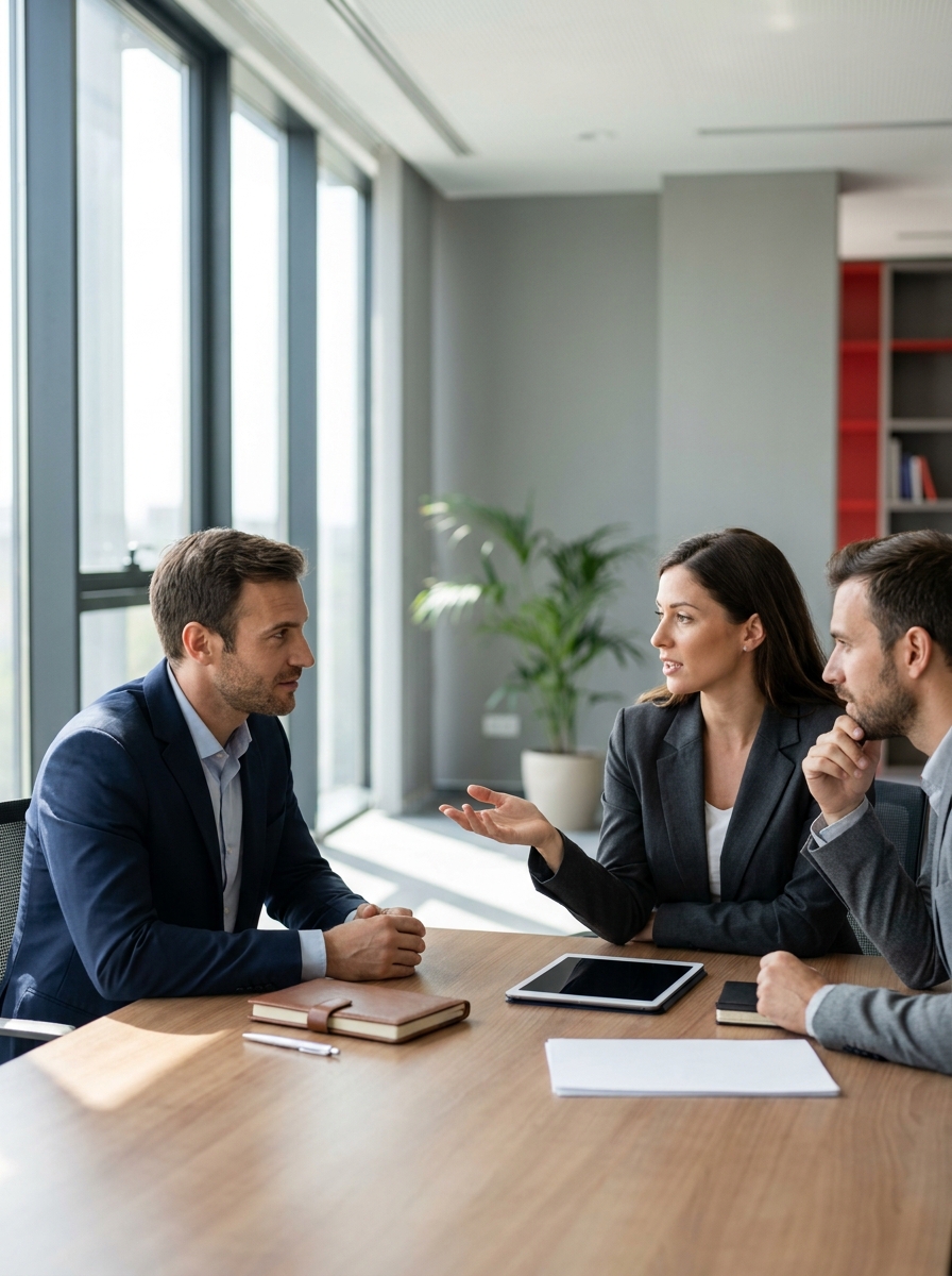 Profissionais em reunião corporativa